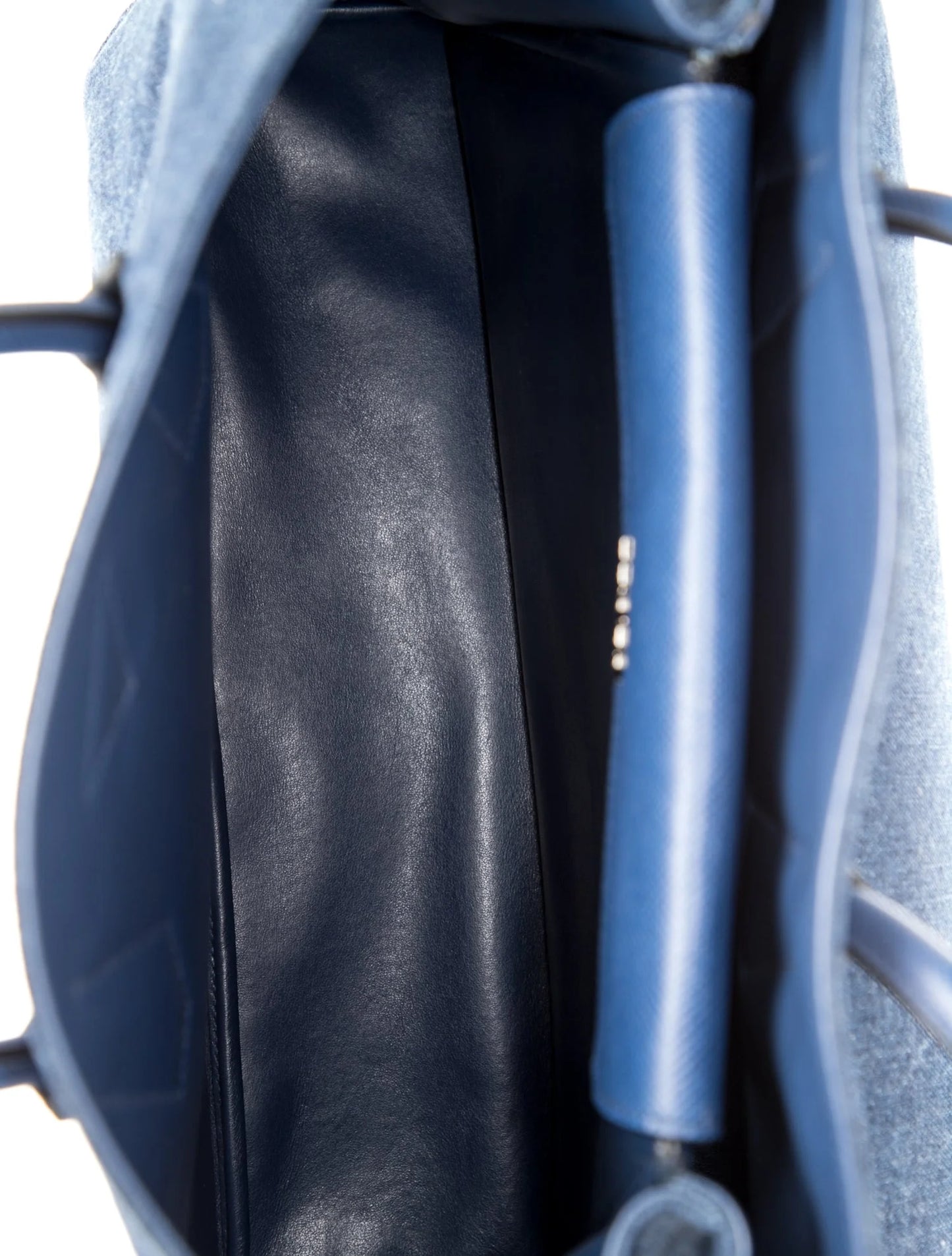 Saffiano Cuir Leather Denim Large Double Bag Large