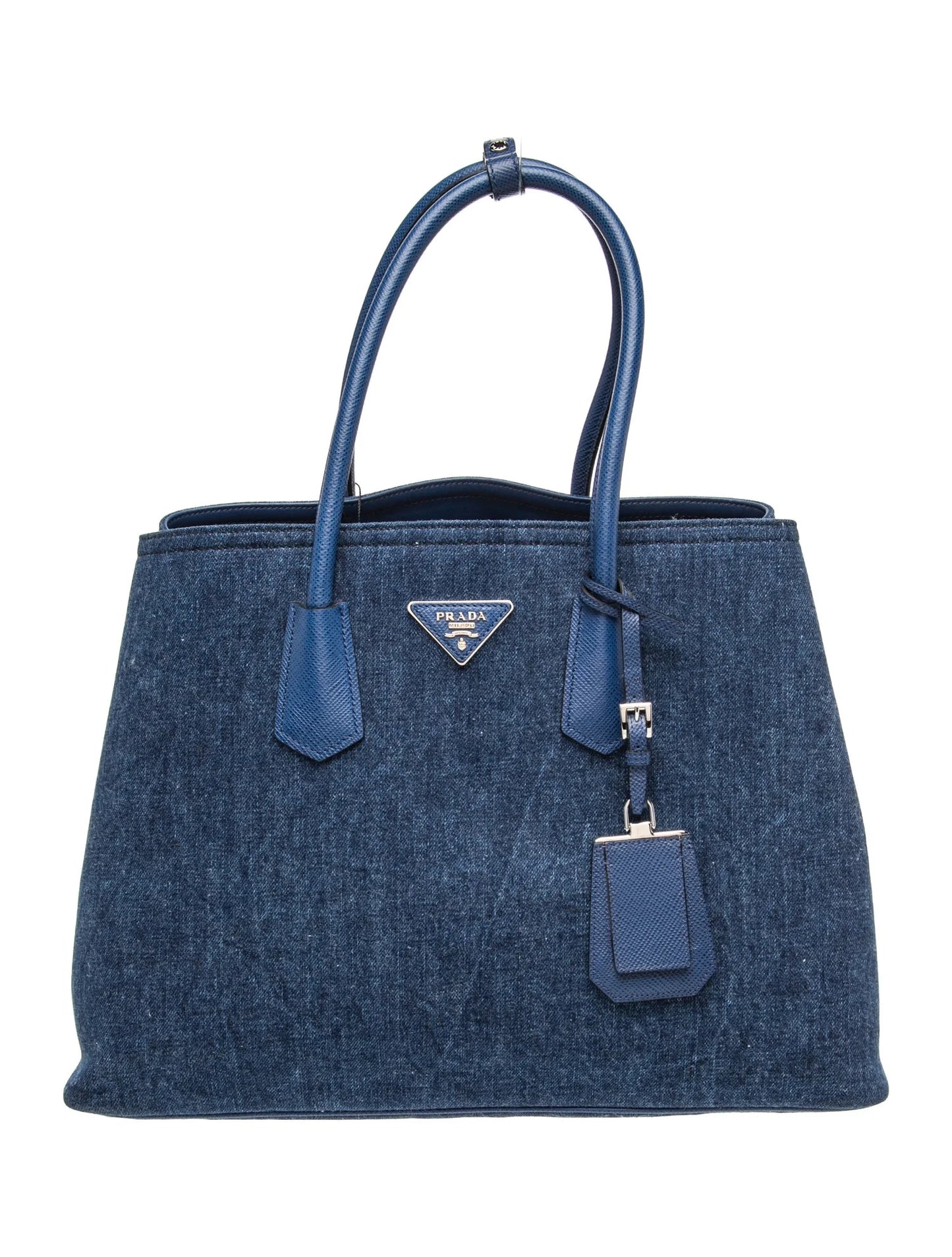 Saffiano Cuir Leather Denim Large Double Bag Large