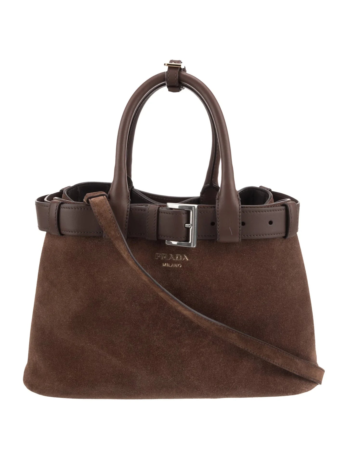 Scamosciato Suede Buckle Bag w/Belt Medium