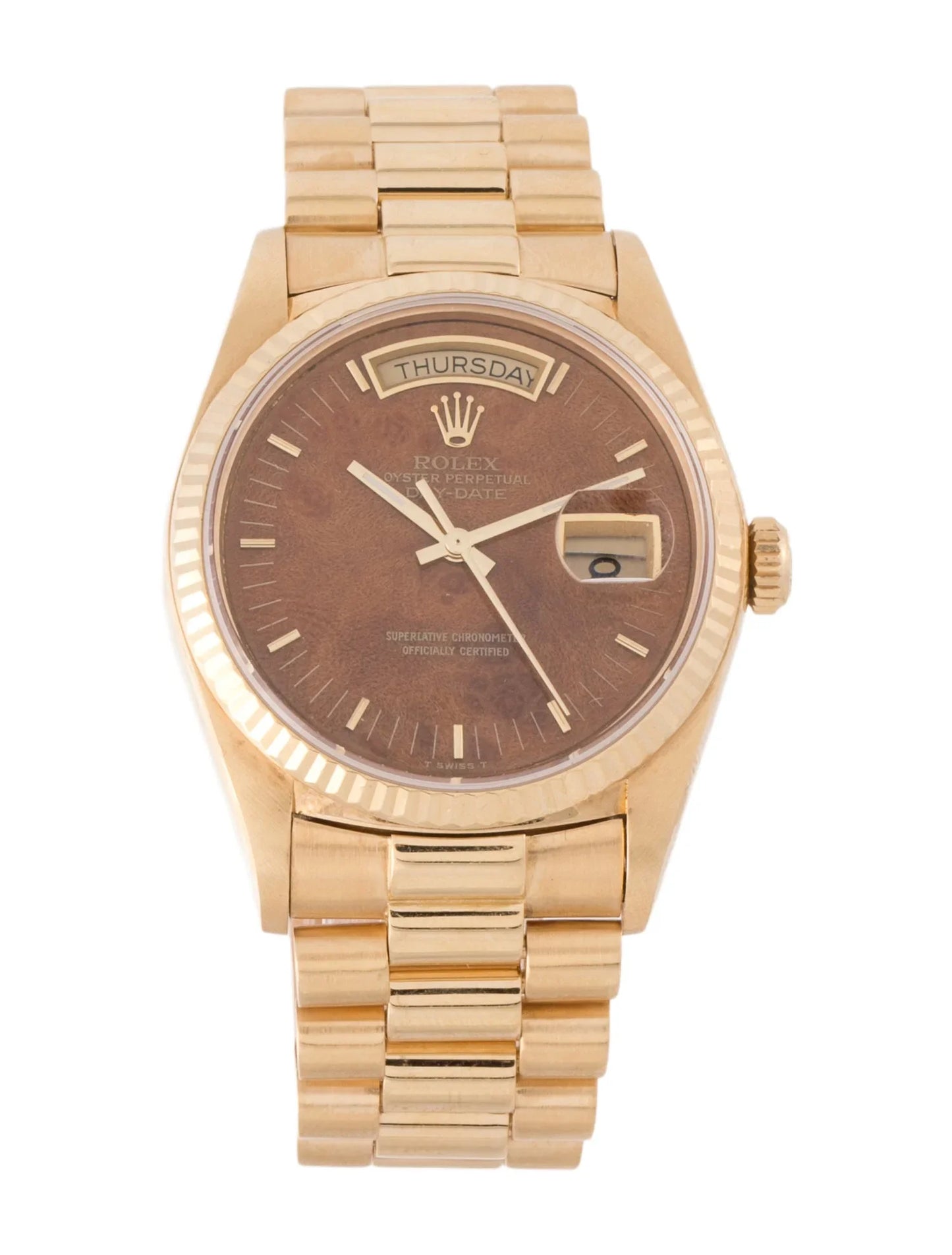 Montre Day-Date avec cadran en loupe de bois