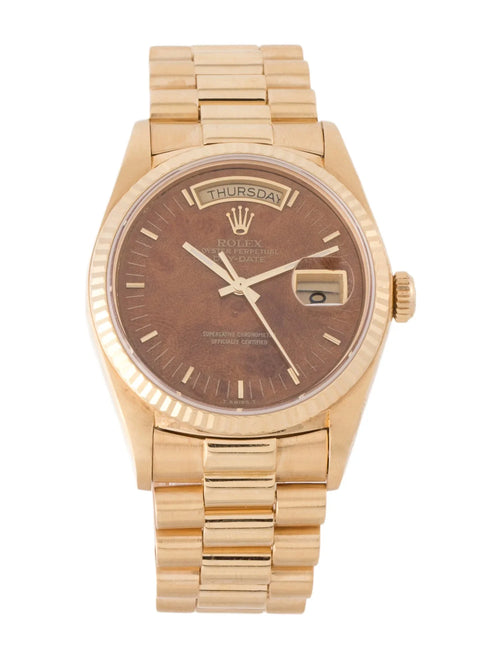 Montre Day-Date avec cadran en loupe de bois