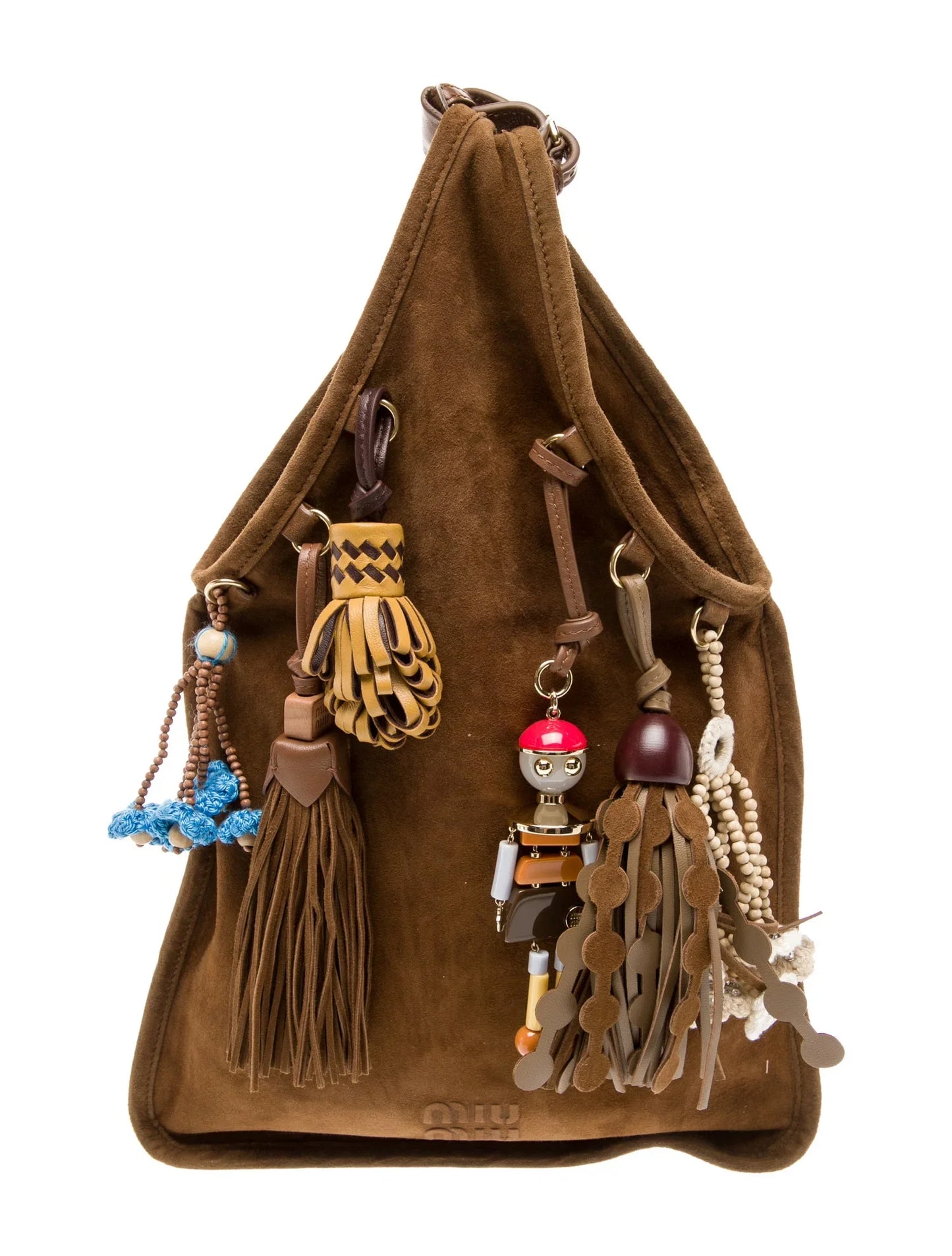 Suede Top Handle Bag w/Trick