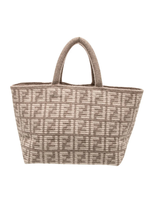Zucca FF Cashmere Knit FF Large Shopper Tote Tortora Large