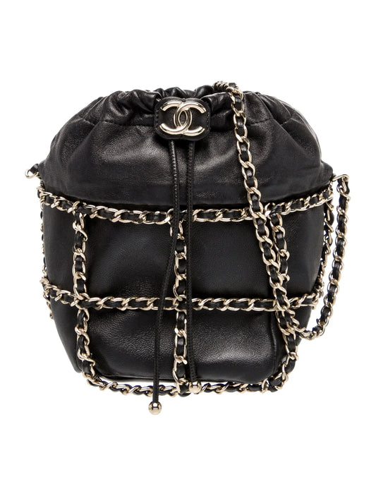 Chain Drawstring Bucket Bag