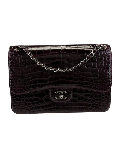 Classic Jumbo Alligator Double Flap Bag