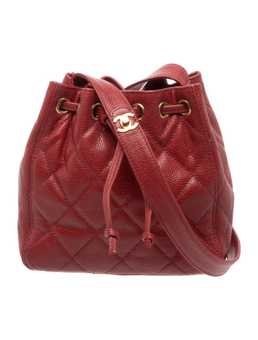 Quilted Caviar Bucket Bag