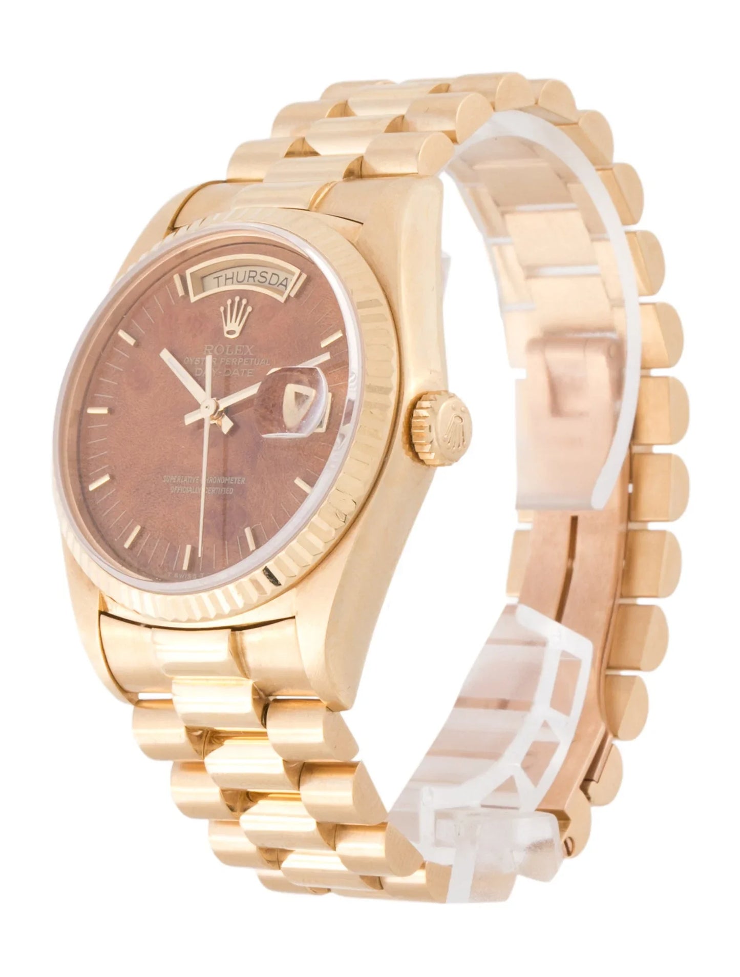 Montre Day-Date avec cadran en loupe de bois