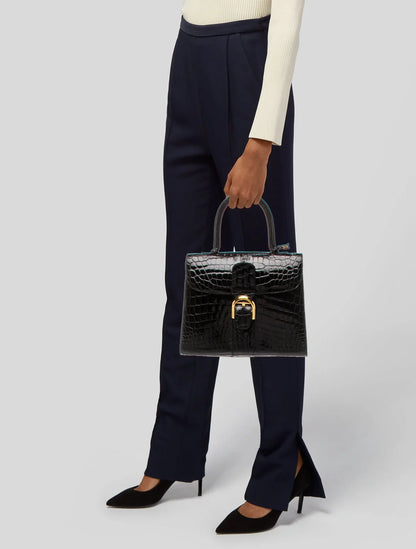 Crocodile Top Handle Bag MM Vintage