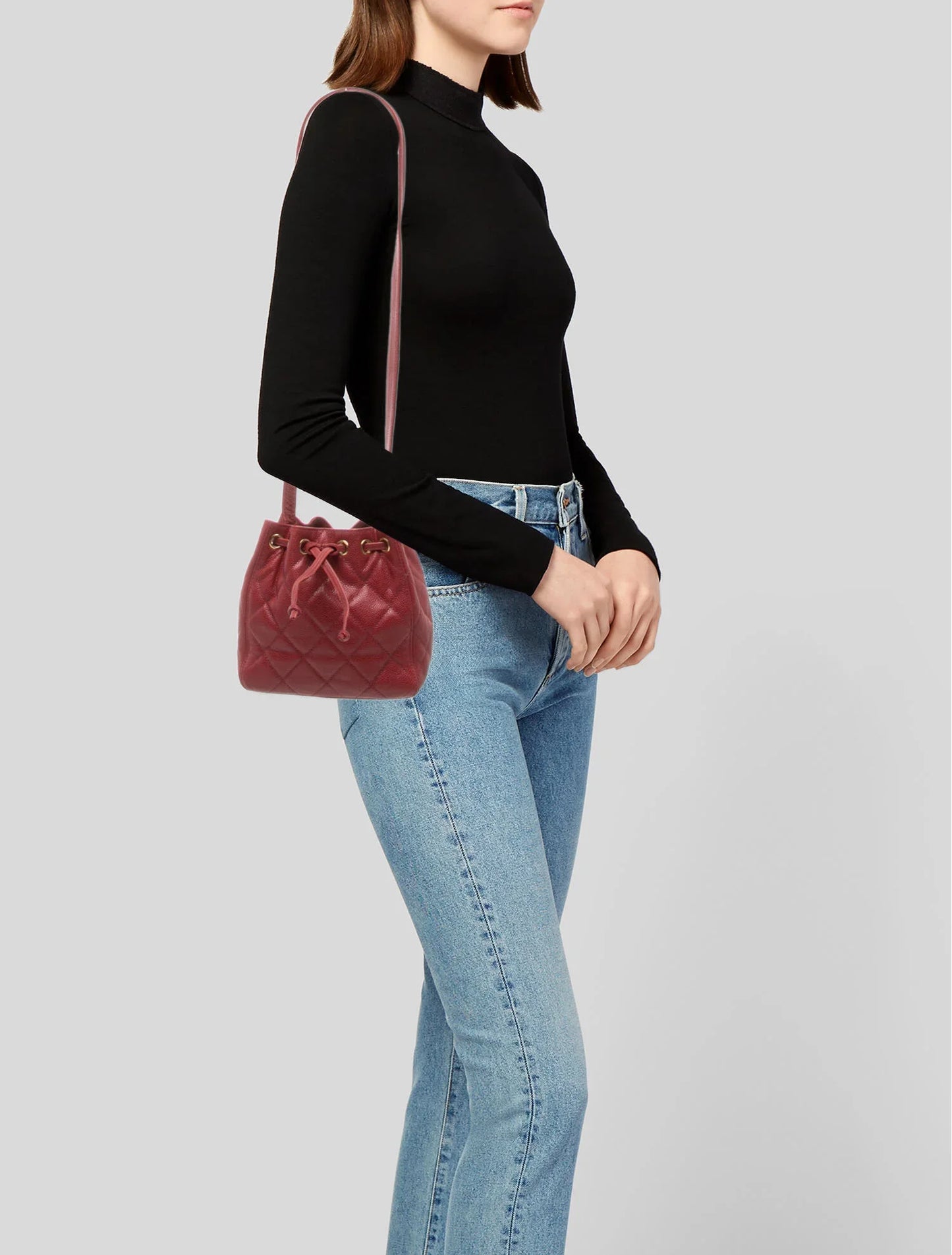 Quilted Caviar Bucket Bag