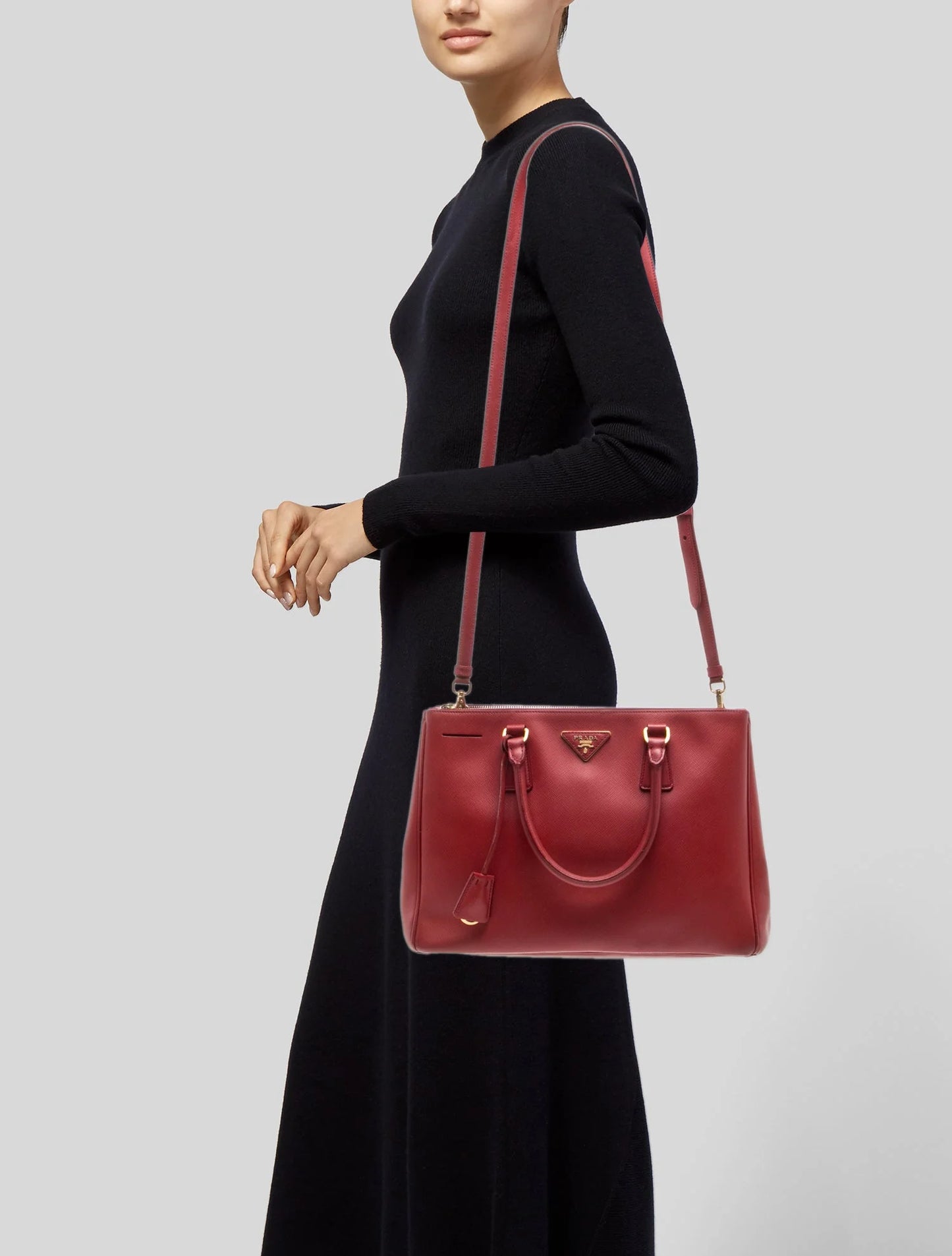Saffiano Lux Leather Galleria Double Zip Large