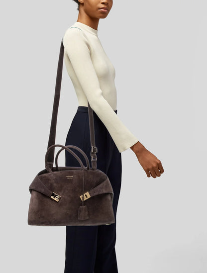 Suede Top Handle Bag Medium