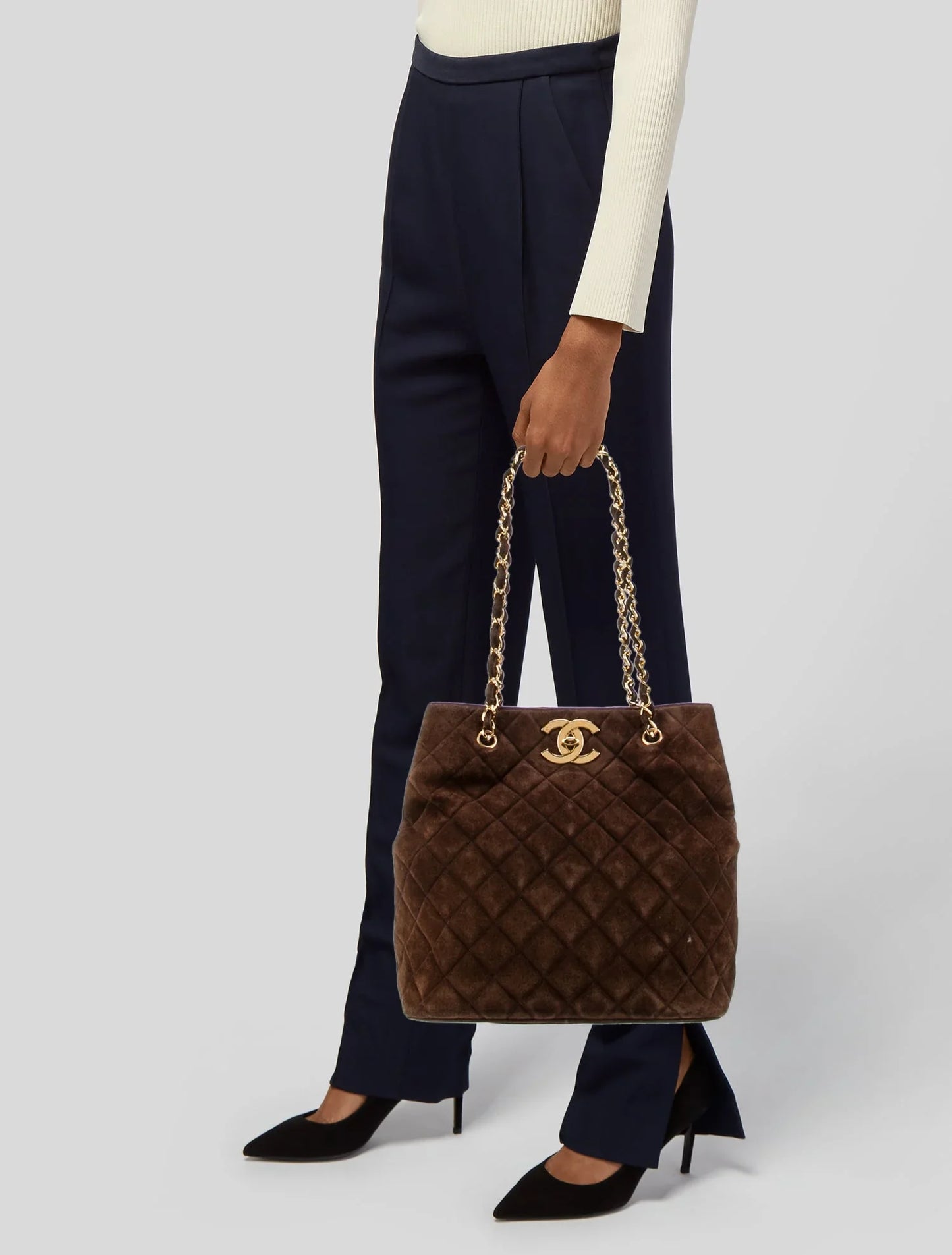 Suede CC Quilted Tote