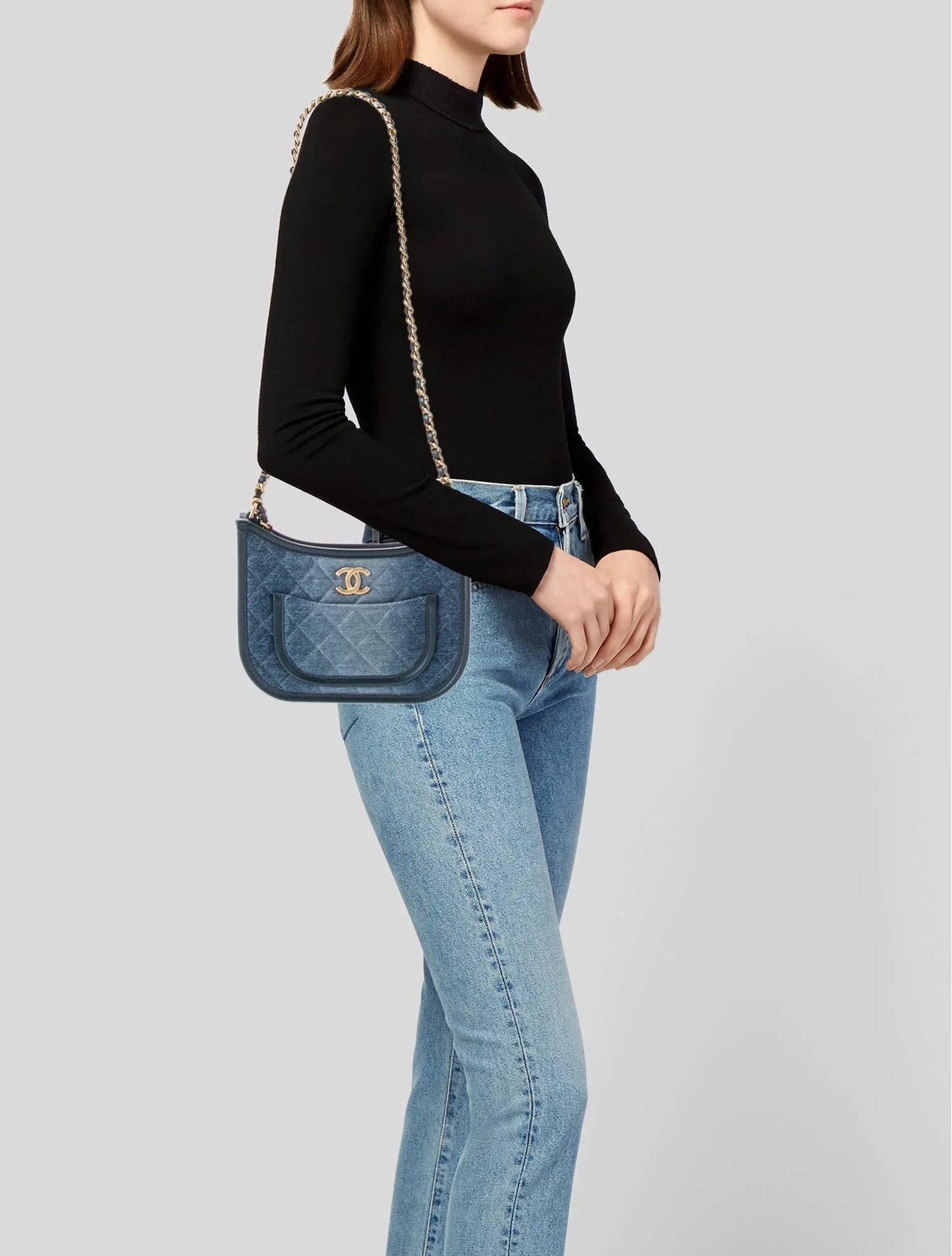 Bolso hobo Chanel de denim acolchado