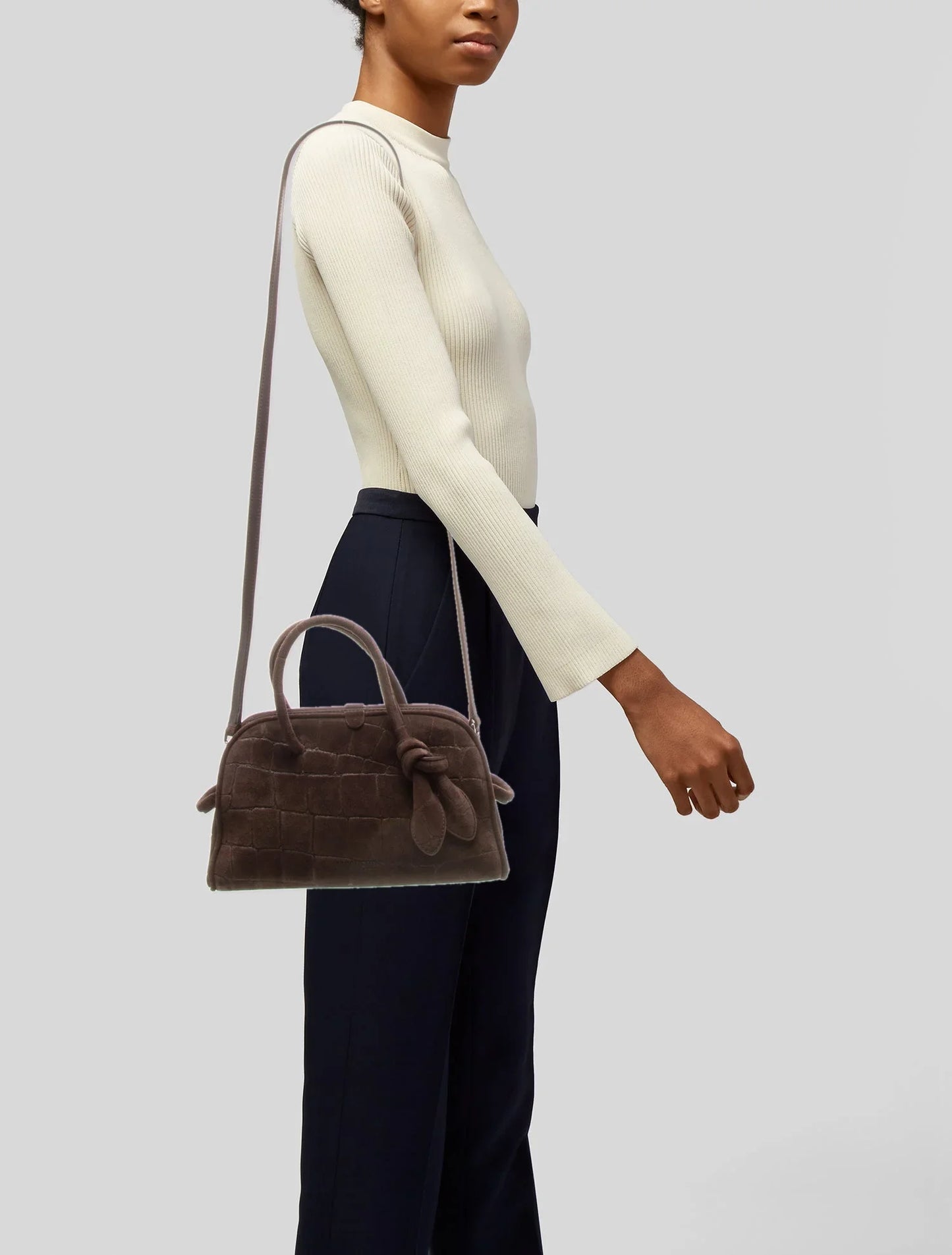 Suede Top Handle Bag