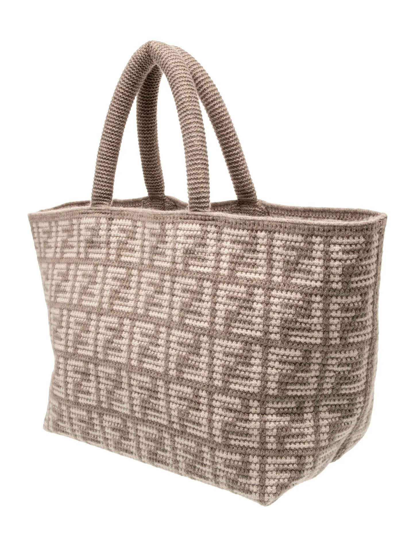 Zucca FF Cashmere Knit FF Large Shopper Tote Tortora Large