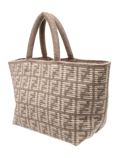 Zucca FF Cashmere Knit FF Large Shopper Tote Tortora Large
