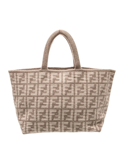 Zucca FF Cashmere Knit FF Large Shopper Tote Tortora Large