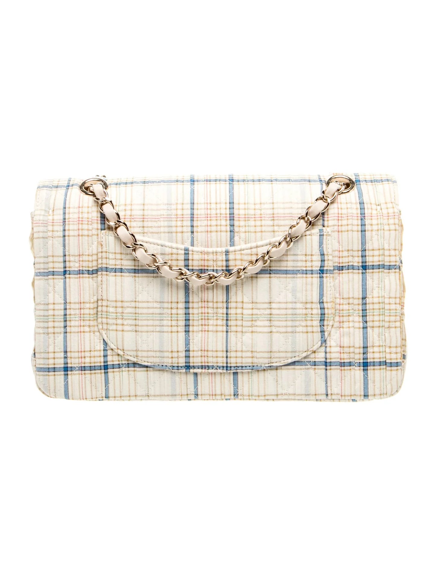 Bolso clásico mediano con doble solapa y motivo floral