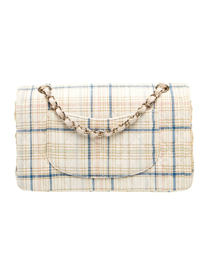 Bolso clásico mediano con doble solapa y motivo floral