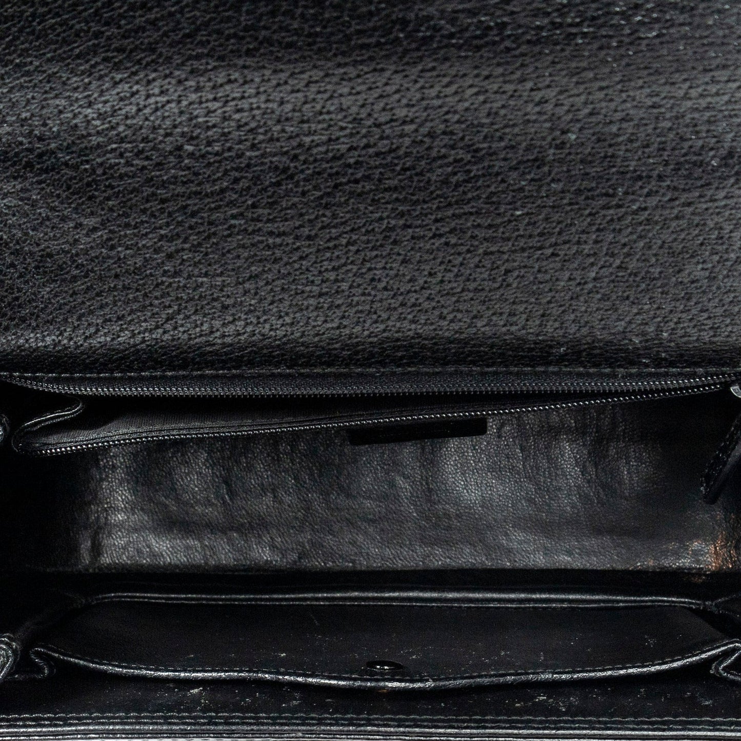 Sac à rabat en cuir avec poignée supérieure en bambou, taille moyenne