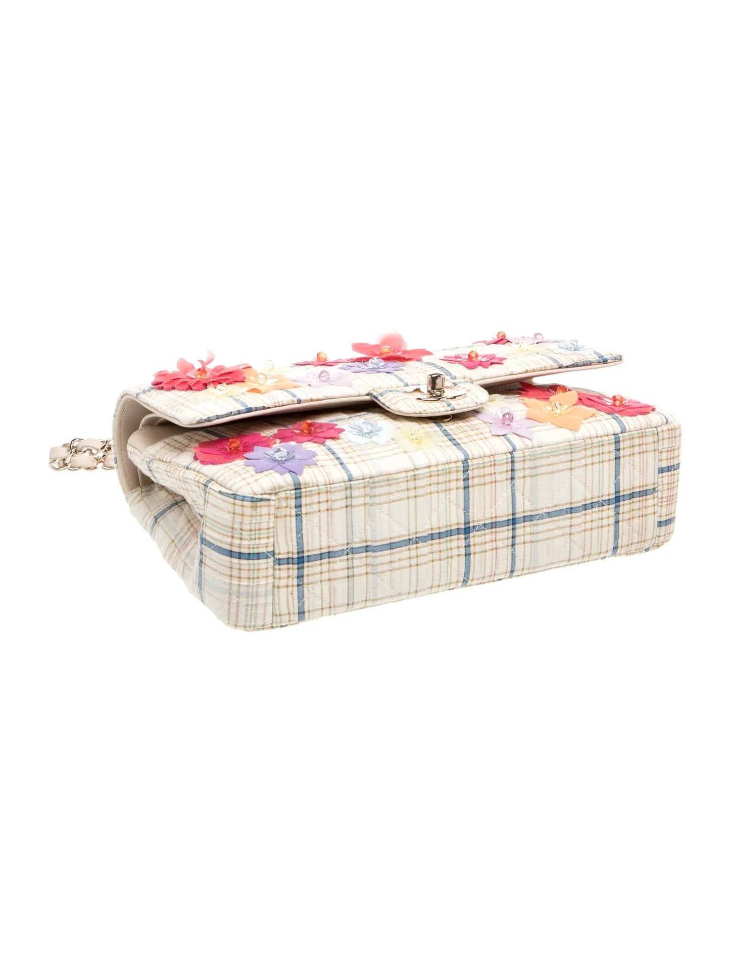 Bolso clásico mediano con doble solapa y motivo floral