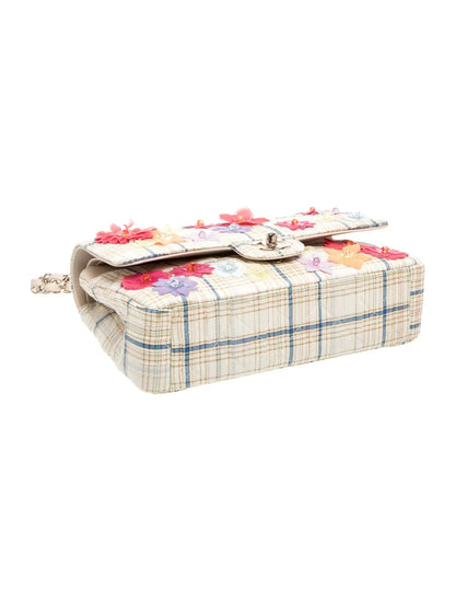 Bolso clásico mediano con doble solapa y motivo floral