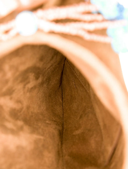 Suede Top Handle Bag w/Trick