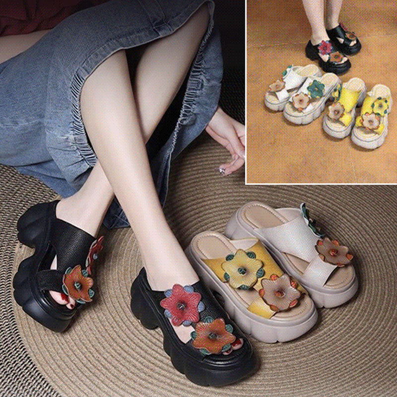 🌸Hot Sale 50% OFF🌸Flower Decor Women's Thick Sole Slide Sandals☁️👡