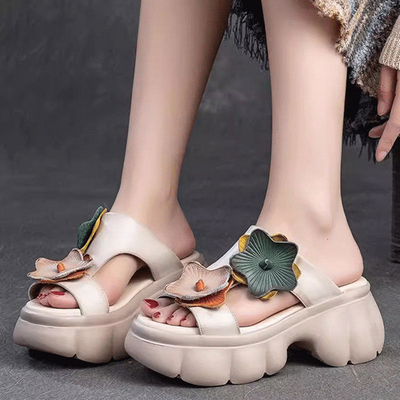 🌸Hot Sale 50% OFF🌸Flower Decor Women's Thick Sole Slide Sandals☁️👡
